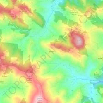 Mappa topografica Visiano, altitudine, rilievo