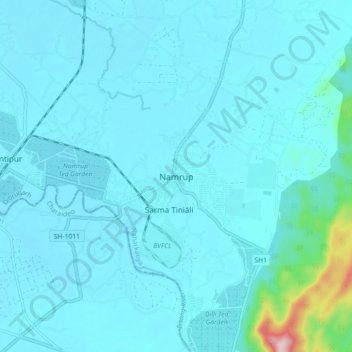 Mappa topografica Namrup, altitudine, rilievo