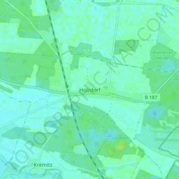 Mappa topografica Holzdorf, altitudine, rilievo