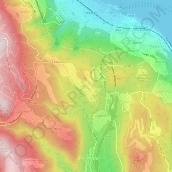 Mappa topografica Vezzo, altitudine, rilievo