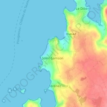 Mappa topografica Kerdies, altitudine, rilievo
