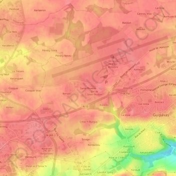 Mappa topografica Saint-Thudon, altitudine, rilievo