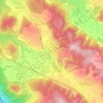 Mappa topografica Bonndorf, altitudine, rilievo