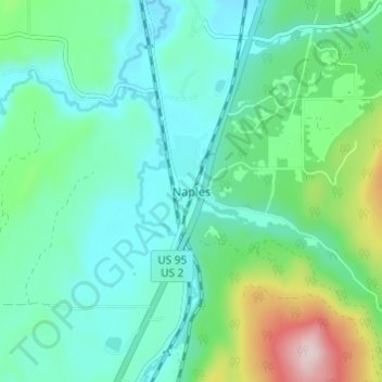 Mappa topografica Naples, altitudine, rilievo