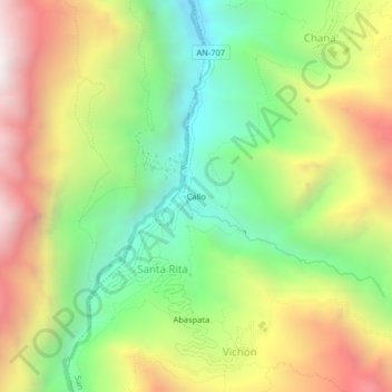 Mappa topografica Callo, altitudine, rilievo