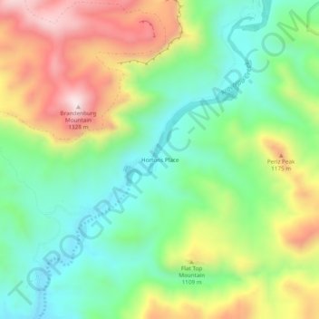 Mappa topografica Hortons Place, altitudine, rilievo