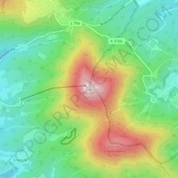 Mappa topografica Merkur, altitudine, rilievo