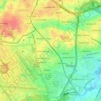 Mappa topografica Garland Park, altitudine, rilievo