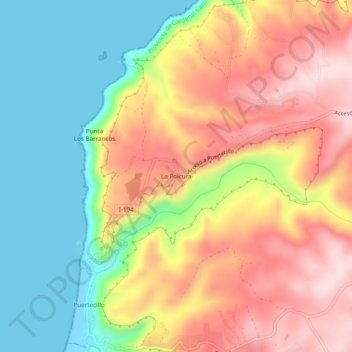 Mappa topografica La Polcura, altitudine, rilievo