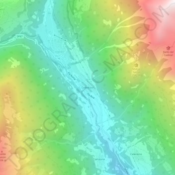 Mappa topografica Calledizzo, altitudine, rilievo