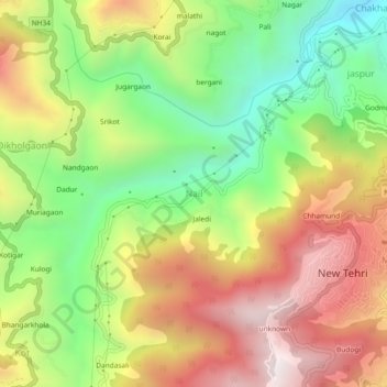 Mappa topografica Nail, altitudine, rilievo