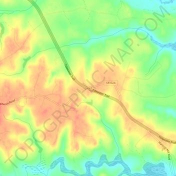 Mappa topografica Caret, altitudine, rilievo