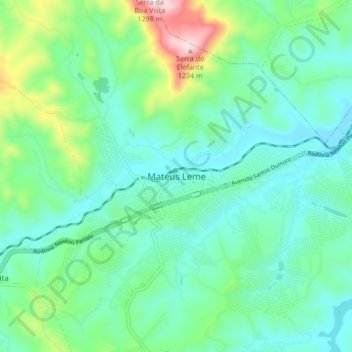 Mappa topografica Mateus Leme, altitudine, rilievo