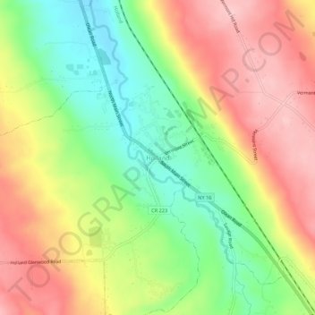 Mappa topografica Holland, altitudine, rilievo