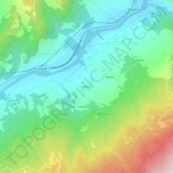 Mappa topografica Pontolo, altitudine, rilievo