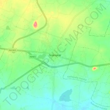 Mappa topografica Nakrekal, altitudine, rilievo