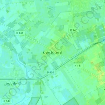 Mappa topografica Klein Scharrel, altitudine, rilievo