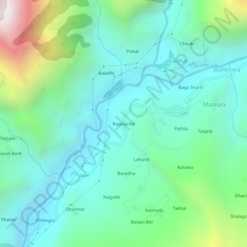Mappa topografica Bagiyanda, altitudine, rilievo