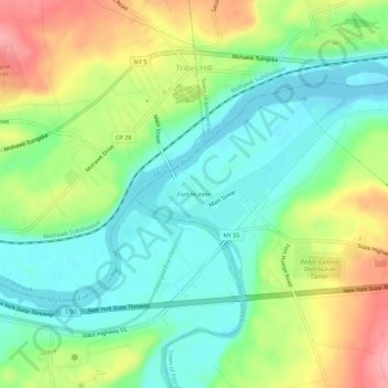 Mappa topografica Fort Hunter, altitudine, rilievo