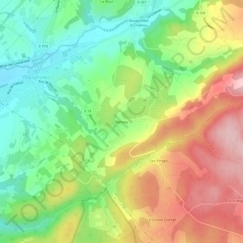 Mappa topografica Blanzey, altitudine, rilievo