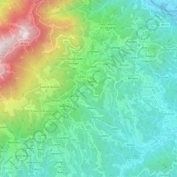 Mappa topografica Ronco, altitudine, rilievo