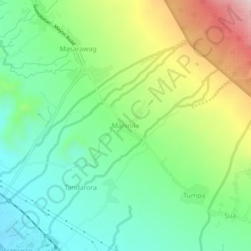 Mappa topografica Maninila, altitudine, rilievo