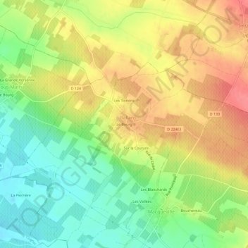 Mappa topografica Le Bourg, altitudine, rilievo