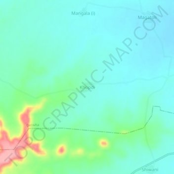 Mappa topografica Khopdi, altitudine, rilievo
