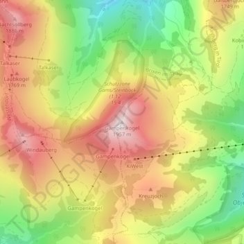 Mappa topografica Gampenkogel, altitudine, rilievo