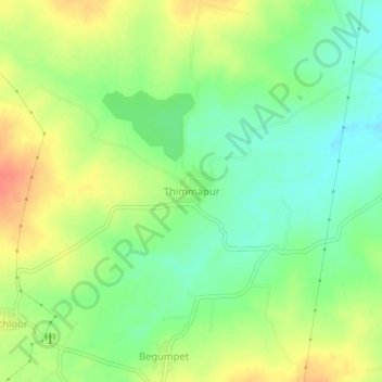Mappa topografica Thimmapur, altitudine, rilievo