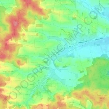 Mappa topografica Schönbach, altitudine, rilievo