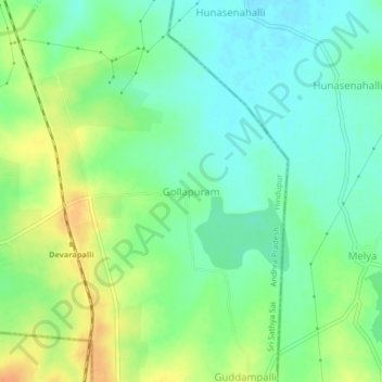 Mappa topografica Gollapuram, altitudine, rilievo