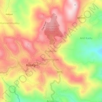 Mappa topografica Karbetta, altitudine, rilievo