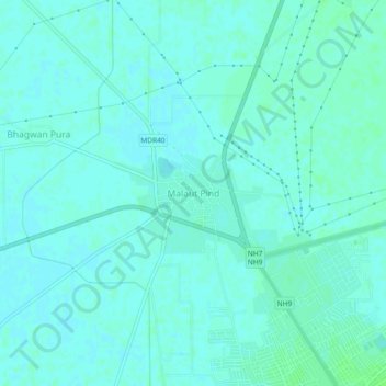 Mappa topografica Malaut Pind, altitudine, rilievo