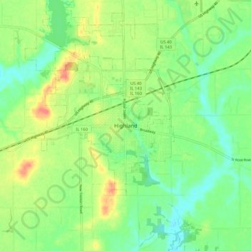 Mappa topografica Highland, altitudine, rilievo