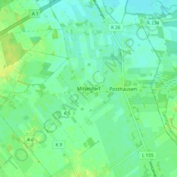 Mappa topografica Mitteldorf, altitudine, rilievo