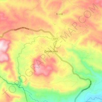 Mappa topografica Zambrano, altitudine, rilievo
