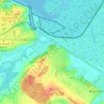 Mappa topografica Pinchefalise, altitudine, rilievo