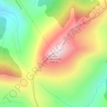 Mappa topografica Cuetu de la Concilla, altitudine, rilievo