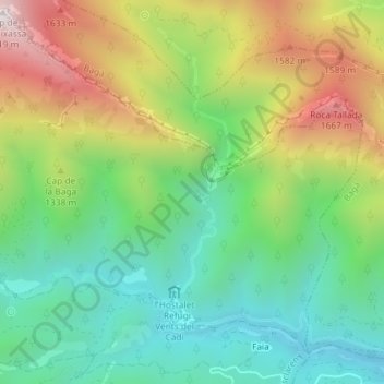 Mappa topografica el Bullidor de la Llet, altitudine, rilievo