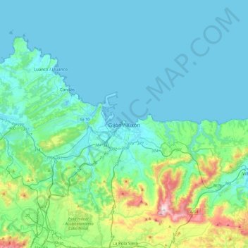 Mappa topografica Gijón / Xixón, altitudine, rilievo