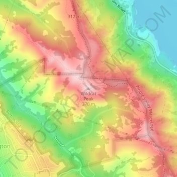 Mappa topografica Wildcat Peak, altitudine, rilievo