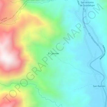Mappa topografica El Carmen, altitudine, rilievo