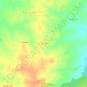 Mappa topografica Singhpur, altitudine, rilievo
