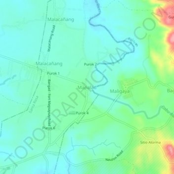 Mappa topografica Mapalad, altitudine, rilievo