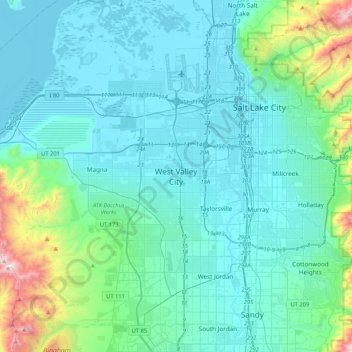 Mappa topografica West Valley City, altitudine, rilievo