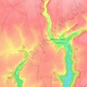 Mappa topografica Touvent, altitudine, rilievo