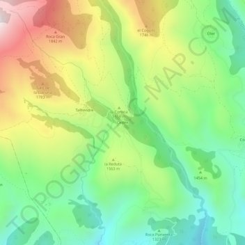 Mappa topografica Ordèn, altitudine, rilievo