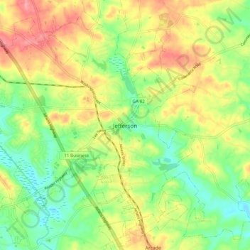 Mappa topografica Jefferson, altitudine, rilievo