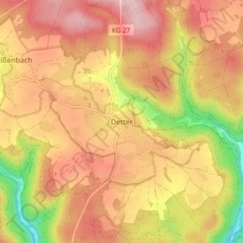 Mappa topografica Detter, altitudine, rilievo